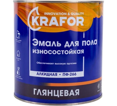 Эмаль для пола Krafor 1,9л желто-коричневый