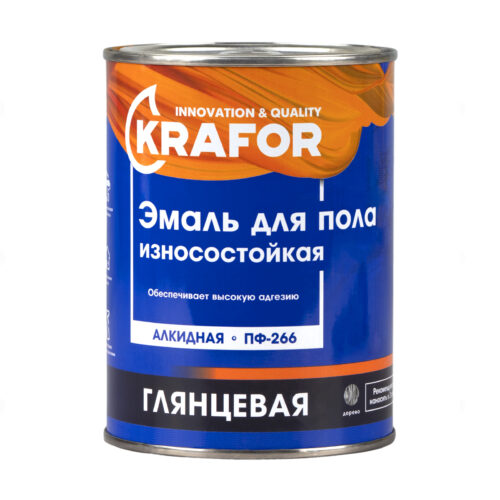 Эмаль для пола Krafor 0,9л желто-коричневая